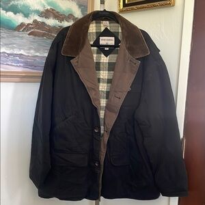High Sierra Vintage Black Military Jacket with Brown Collar